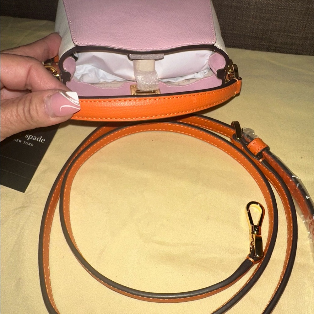 NWT! 🌸 Kate Spade Pink and White Satchel - Picture 8 of 9